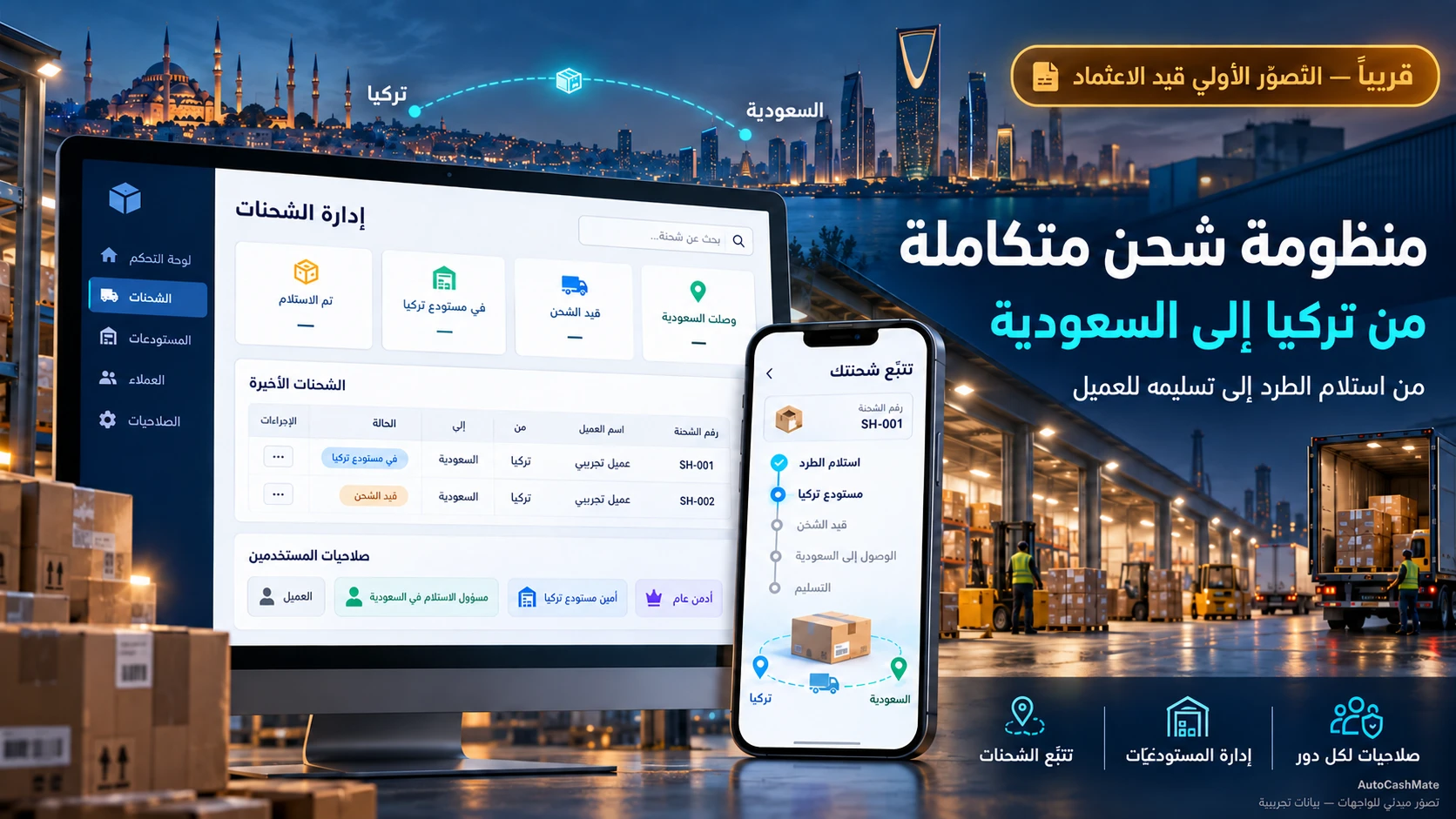 Turkey to Saudi Arabia shipping system concept