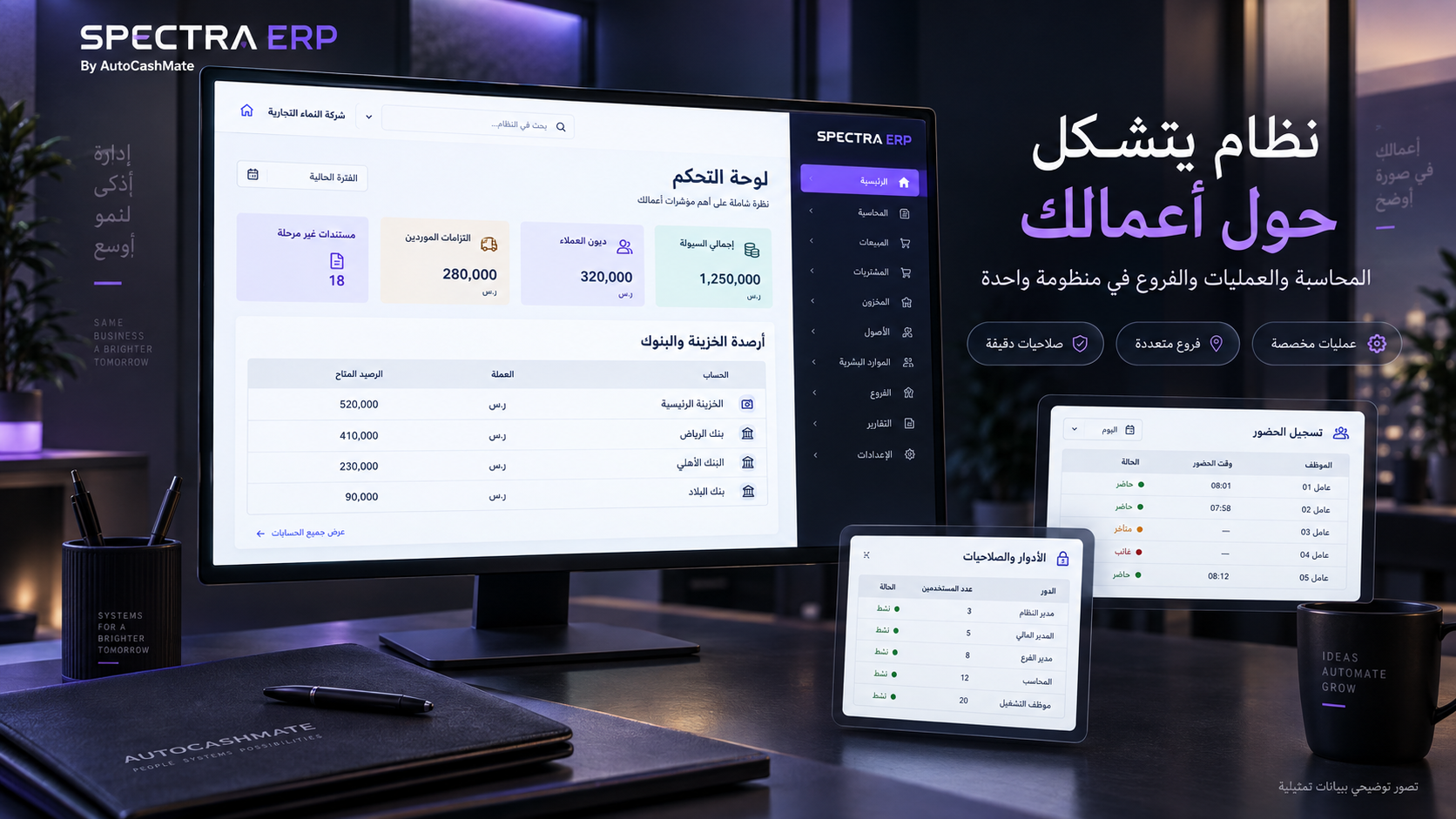 Spectra ERP dashboard